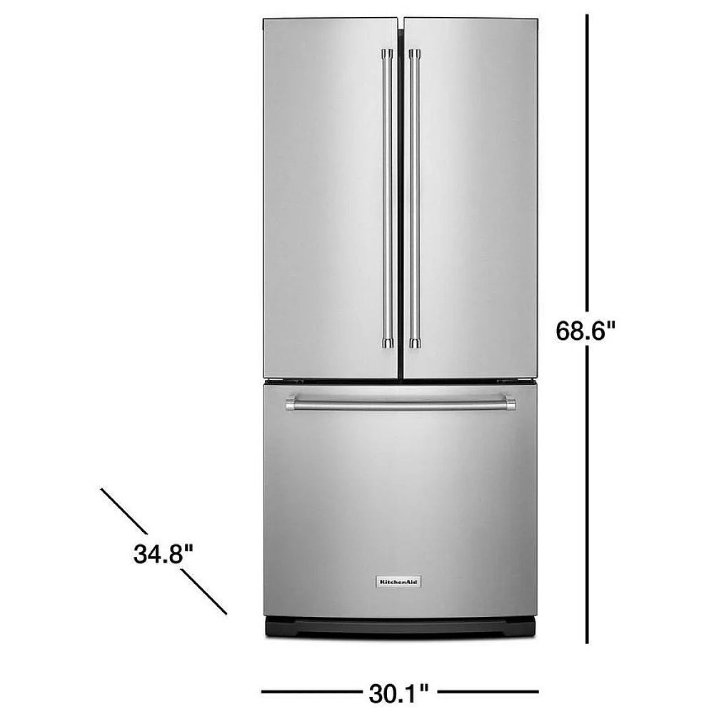 KitchenAid Réfrigérateur à portes françaises KRFF300ESS, largeur de 30 po, capacité de 19,7 pi³