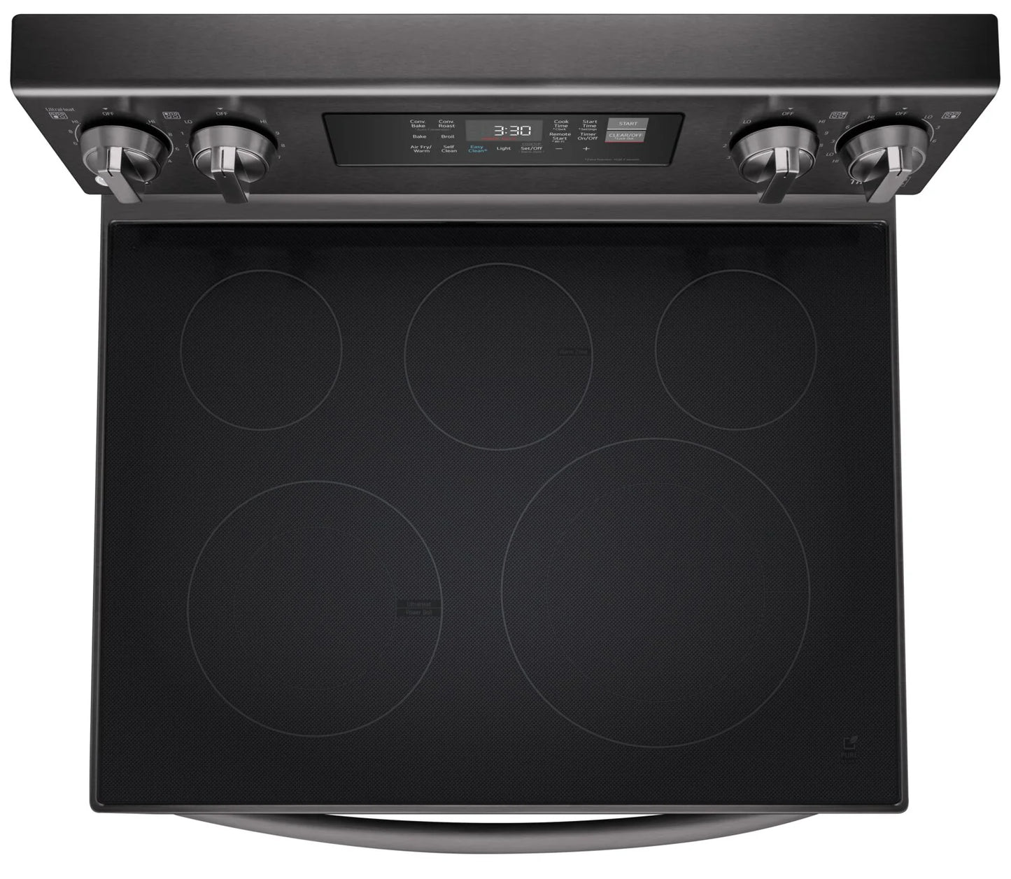 LG Cuisinière intelligente électrique 6,3 pi³ avec friture à air et convection par ventilateur Acier inoxydable noir LREL6323D
