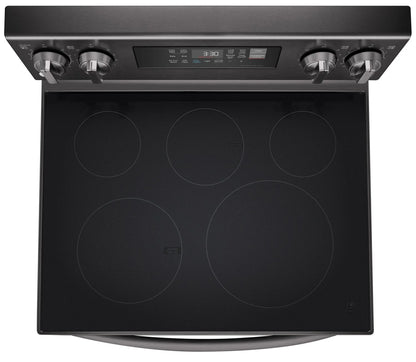 LG Cuisinière intelligente électrique 6,3 pi³ avec friture à air et convection par ventilateur Acier inoxydable noir LREL6323D