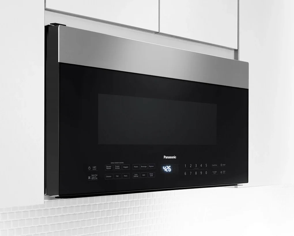 Panasonic Micro-ondes à hotte intégrée 1,9 pi³ puissant ventilateur d'évacuation Acier inoxydable NNSG158S