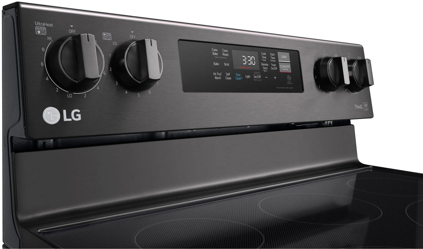 LG Cuisinière intelligente électrique 6,3 pi³ avec friture à air et convection par ventilateur Acier inoxydable noir LREL6323D