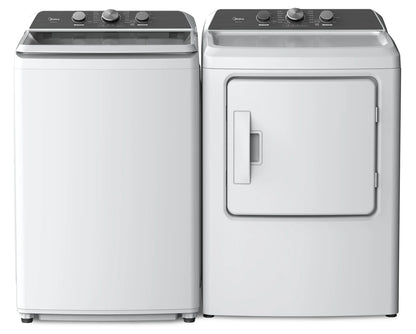 Midea Laveuse à chargement par le haut de 4,3 pi³ et sécheuse électrique de 6,7 pi³ blanches