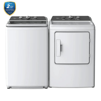 Midea Laveuse à chargement par le haut de 4,3 pi³ et sécheuse électrique de 6,7 pi³ blanches
