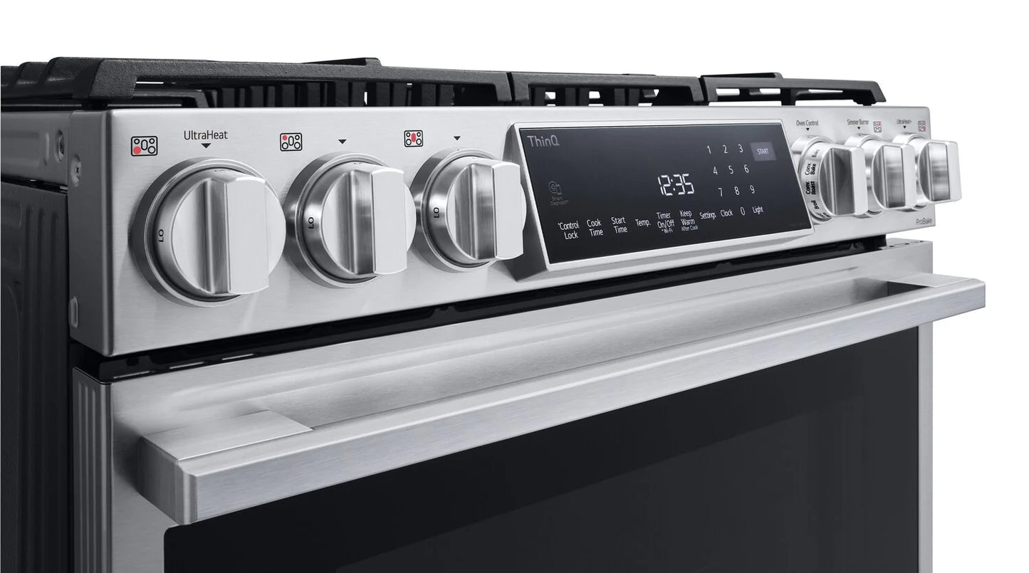 LG Studio Cuisinière intelligente à gaz 6,3 pi³ acier inoxydable SmudgeProofMD LSGS6338F