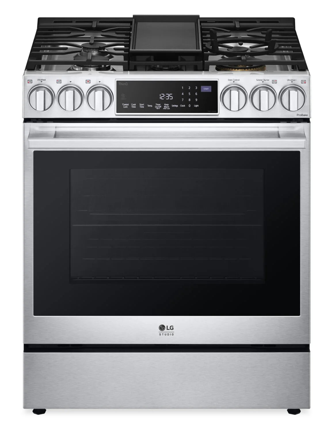 LG Studio Cuisinière intelligente à gaz 6,3 pi³ acier inoxydable SmudgeProofMD LSGS6338F